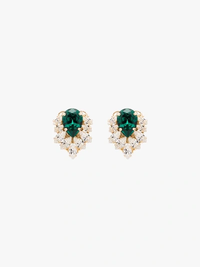 Shop Anton Heunis Gold Tone Crystal Cluster Earrings In Green