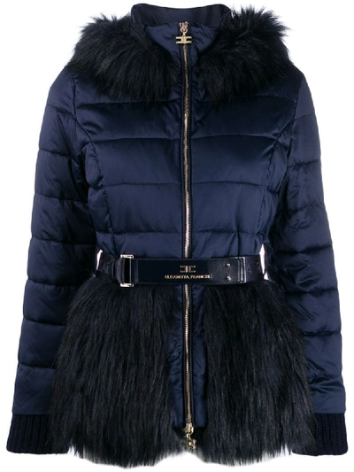 Shop Elisabetta Franchi Faux-fur Padded Jacket - Blue