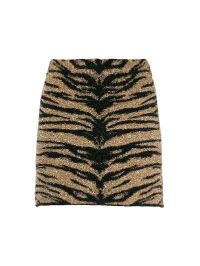 Shop Laneus Tiger Print Skirt In Black