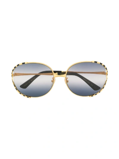 Shop Gucci Oversized Frame Sunglasses In Gold