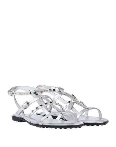 Shop Tod's Woman Sandals Silver Size 5 Soft Leather