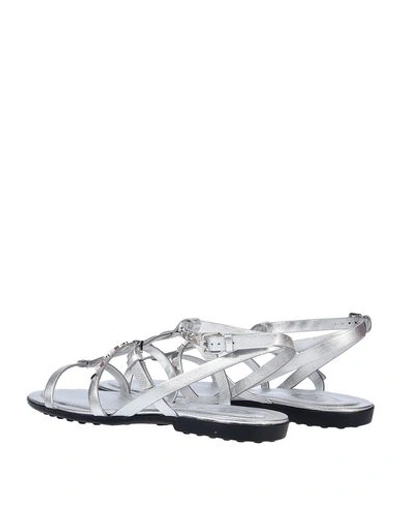 Shop Tod's Woman Sandals Silver Size 5 Soft Leather