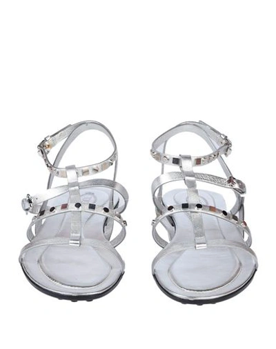 Shop Tod's Woman Sandals Silver Size 5 Soft Leather