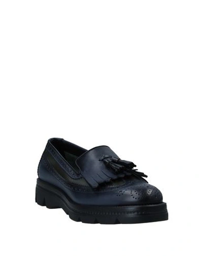 Shop Santoni Loafers In Dark Blue