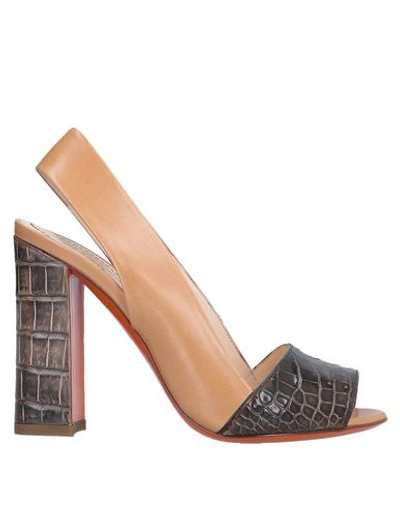 Shop Santoni Sandals In Dark Brown