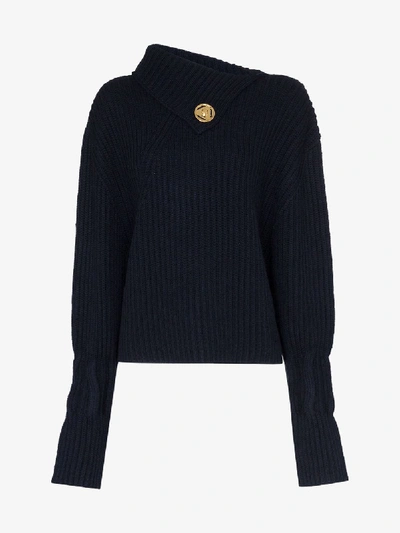 Shop Jw Anderson Exaggerated Sleeve Turtleneck Sweater In Blue
