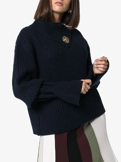 Shop Jw Anderson Exaggerated Sleeve Turtleneck Sweater In Blue