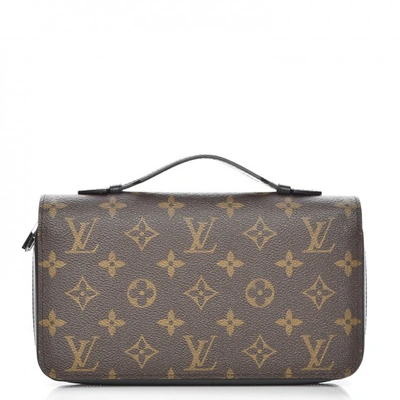 Pre-owned Louis Vuitton Zippy Wallet Monogram Macassar Xl Brown