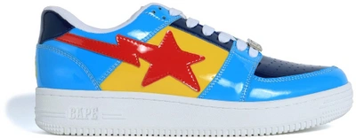 Pre-owned Bape Sta Color Block Low Yellow Navy Baby Blue In Yellow/navy/baby Blue