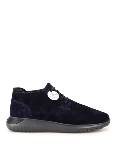 Shop Hogan Interactive Blue Suede Desert Boots