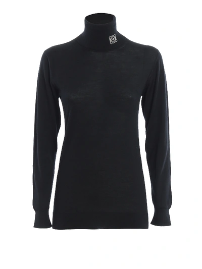 Shop Loewe Finest Cashmere Roll Neck Sweater In Black
