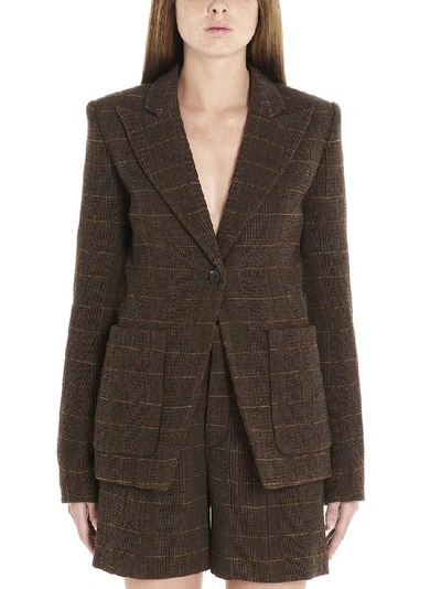 Shop Chloé Checked Tailored Blazer In Brown