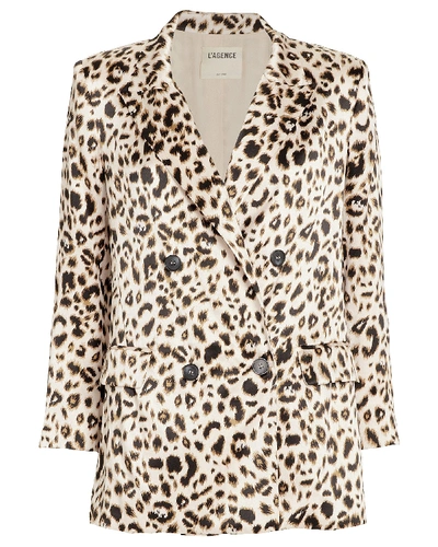 Shop L Agence L'agence Taryn Leopard Double Breasted Blazer In Leopard Print