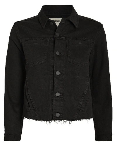 Shop L Agence Janelle Chain Fringe Denim Jacket In Black