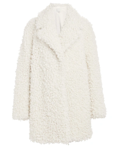 Shop Tibi Faux Curly Lamb Peacoat In Ivory