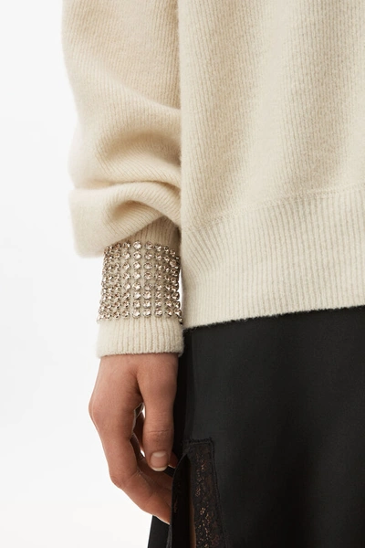 Shop Alexander Wang Crystal Cuff Pullover In Ivory