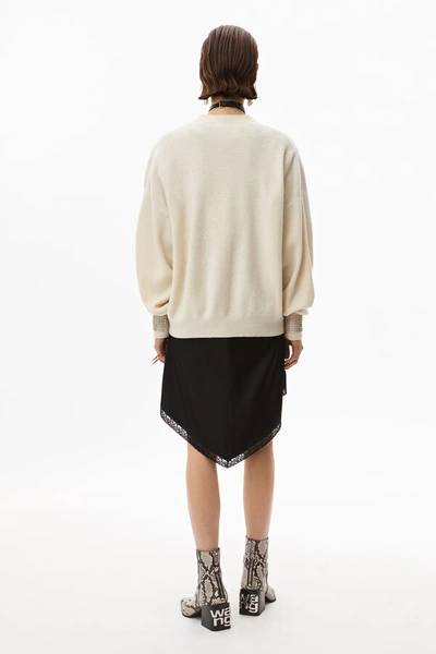 Shop Alexander Wang Crystal Cuff Pullover In Ivory