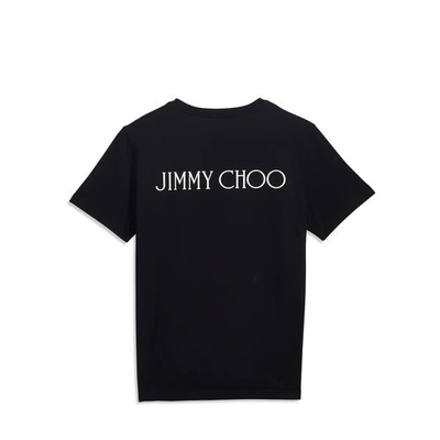 Shop Jimmy Choo T Black Cotton T-shirt With White Embossed Logo Print In S201 Black/white