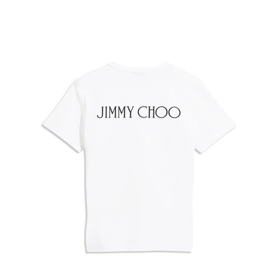 Shop Jimmy Choo T White Cotton T-shirt With Black Embossed Logo Print In S101 White/black