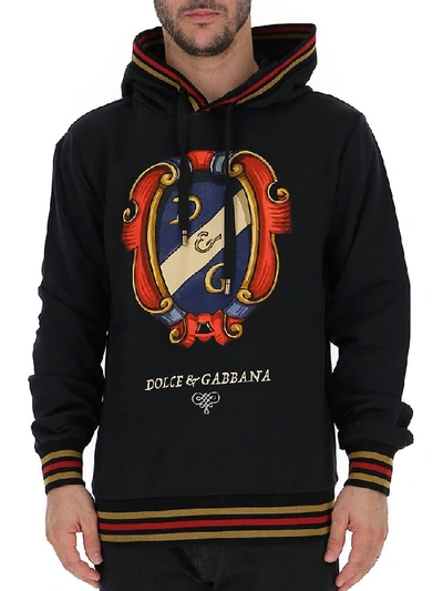 Shop Dolce & Gabbana Logo Printed Hoodie In Black