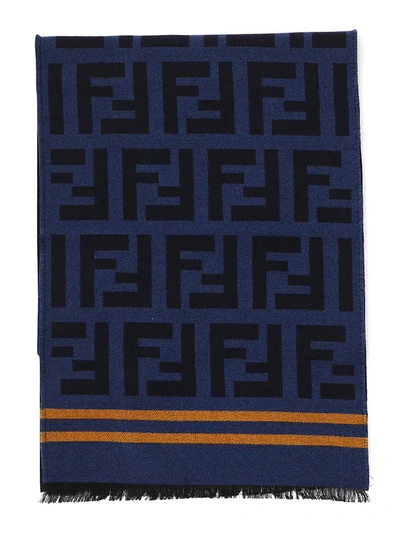 Shop Fendi Ff Print Scarf In Blue