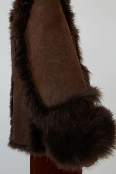 Shop Acne Studios Oversized Fur Jacket Brown/dark Brown