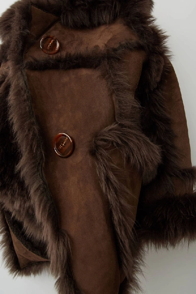 Shop Acne Studios Oversized Fur Jacket Brown/dark Brown