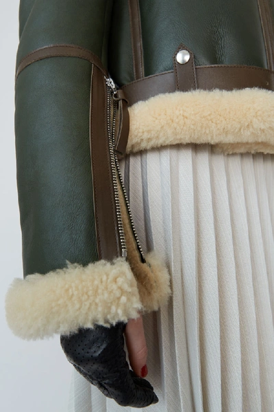 Acne Studios Shearling Aviator Jacket Dk Hunter Green / Off-white In Shearling Aviator Jacket