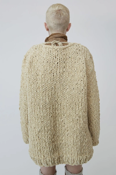 Shop Acne Studios Cable Knit Sweater Beige
