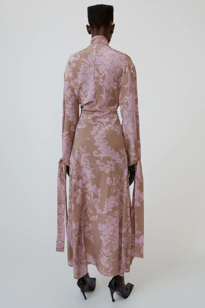 Shop Acne Studios Floral-jacquard Silk Dress Brown/purple