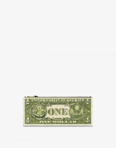 Shop Moschino Dollar Maxi Clutch In Green