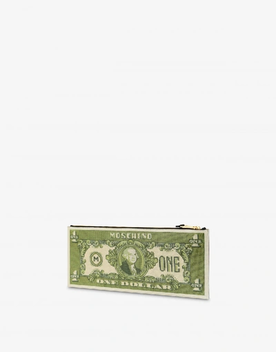 Shop Moschino Dollar Maxi Clutch In Green