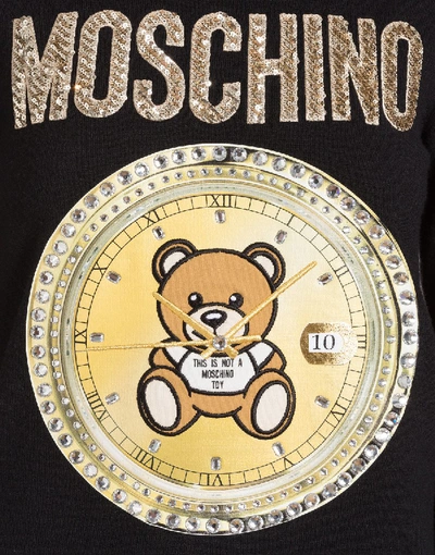 Shop Moschino Wool Pullover Teddy Bear In Black