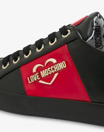 Shop Love Moschino Sneakers With Heart And Logo In Black