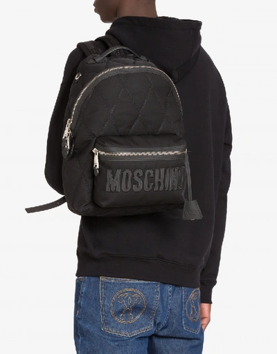 Shop Moschino Cordura Nylon Quilted Backpack In Black