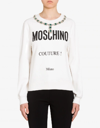 Shop Moschino Couture Sweatshirt With Necklace In White