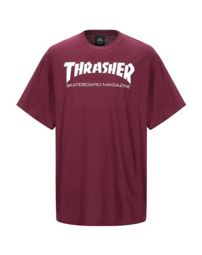 Shop Thrasher Man T-shirt Burgundy Size S Cotton In Red