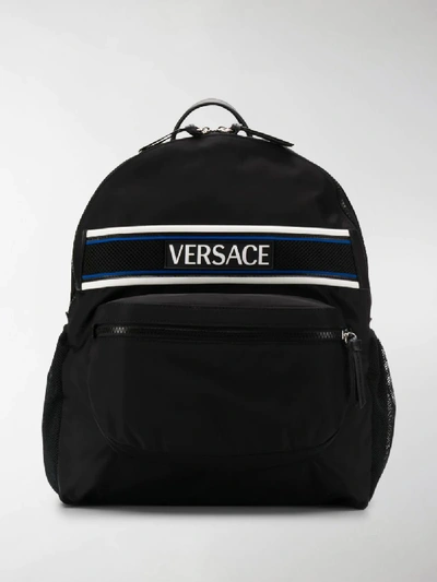Shop Versace Logo Patch Backpack In Black