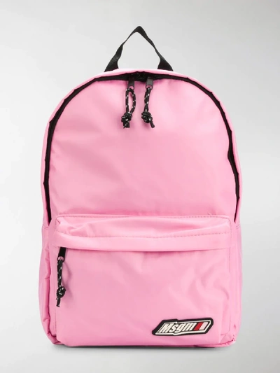 Shop Msgm Logo-patch Backpack In Pink