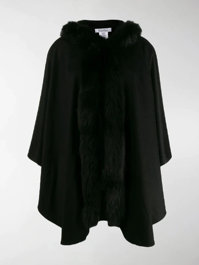 Shop Max Mara Fur Trim Cape In Black