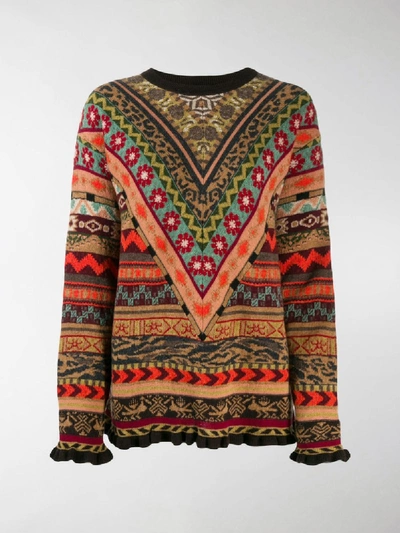 Shop Etro Geometric Jacquard Jumper In Brown