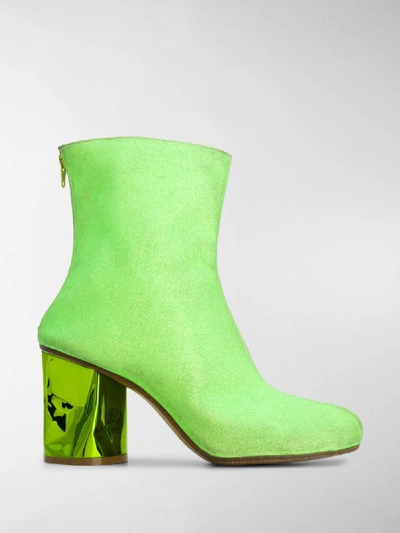 Shop Maison Margiela Crushed Heel Ankle Boots In Green