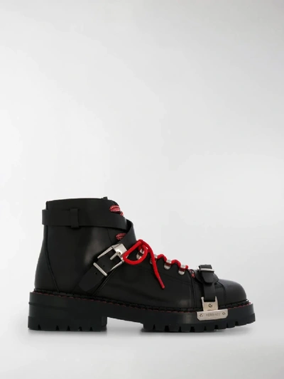Shop Versace Combat Boots In Black