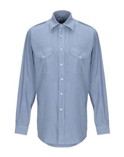 Shop Alessandro Gherardi Solid Color Shirt In Pastel Blue