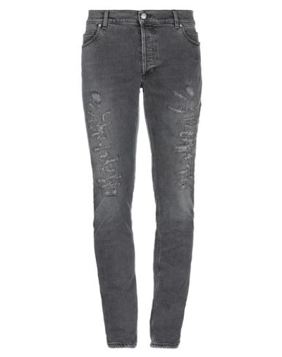 Shop Balmain Denim Pants In Lead