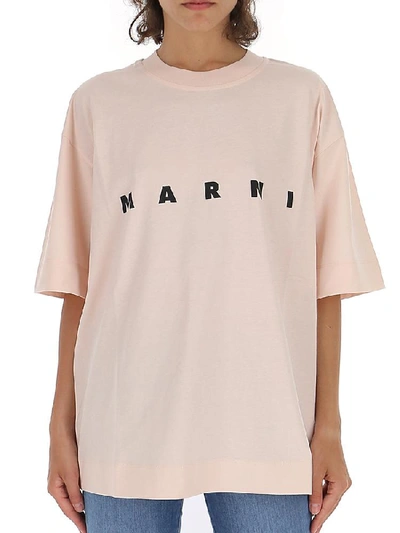 Shop Marni Logo Print T In Pink