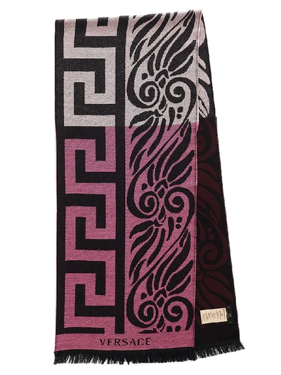 Shop Versace Contrasting Panelled Scarf In Multi