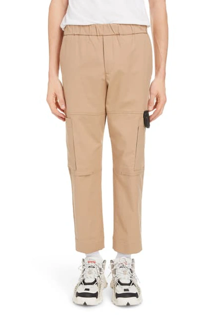 Shop Kenzo Tapered Crop Cargo Pants In Pale Camel