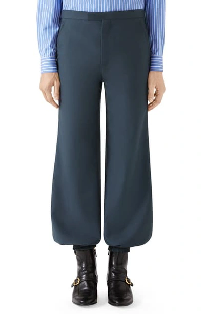 Shop Gucci Military Drill Harem Pants In Iron Blue