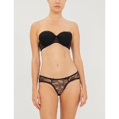 Shop Agent Provocateur Women's Black Hinda Underwired Lace And Mesh Strapless Bra